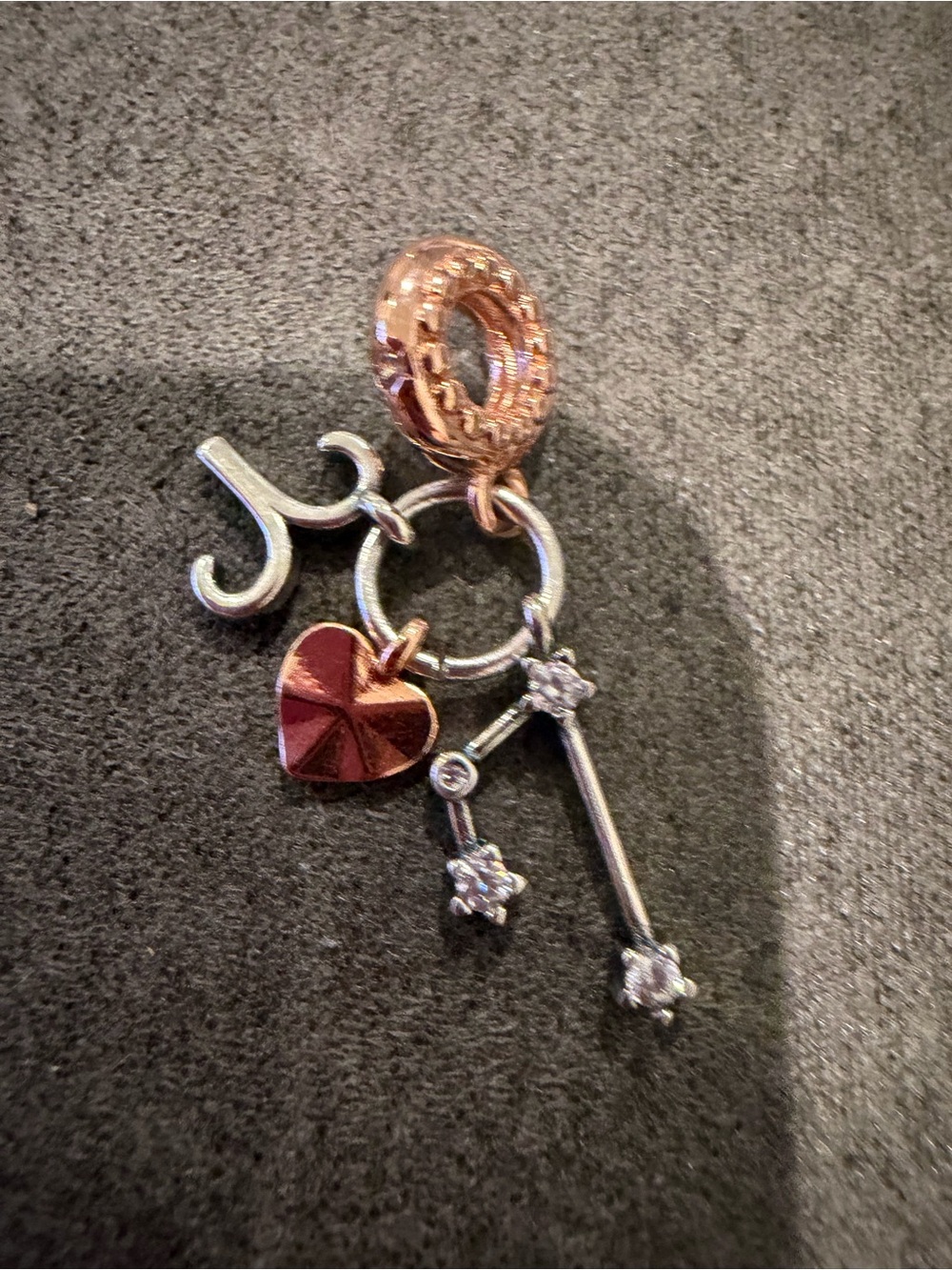 Rose Gold and Red Heart Charm Dangle for Women Jewelry ARIES